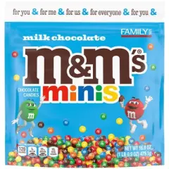 M&M'S Milk Chocolate Minis Candy - Family Size Candy Bag 16.9oz