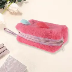 Unique Bargains Women Portable Cartoon Cat Makeup Bag Rose Red 1 Pc