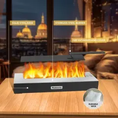 13.7" x 2.1" Bio-Ethanol Tabletop Fireplace, Indoor/Outdoor Smokeless Fire Pit