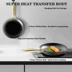 Non Stick Frying Pan &ndash; 10 Inch Cast Iron Skillet with Stay-Gold Stainless Steel Handle, Scratch-resistant and anti-frictional , Induction Compatible.