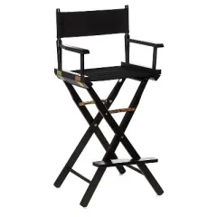 Casual Home Portable Bar Height Directors Chair with Wood Frame, Canvas Seat and Back, and Removable Footrest, Black (2 Pack)