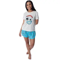 Disney Women's Toy Story Forky Shirt and Shorts 2 Piece Pajama Set Forky