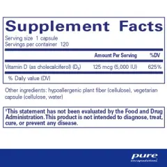 Pure Encapsulations Vitamin D3 125 mcg (5,000 IU) - Supports Bone, Joint, Breast, Heart, Colon, and Immune Health* - With Vitamin D