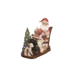 Transpac 13.75 in Multicolor Light Up Santa in Chair Christmas Decorative Object for Holiday Cheer