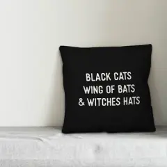 Creative Products Black Cats Wing of Bats & Witches Hats 16x16 Indoor / Outdoor Pillow