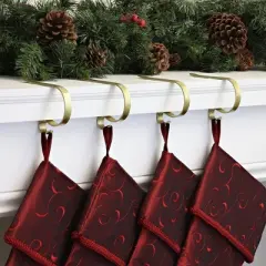 4ct Stocking Holder Gold Foil - The Original Mantleclip: Secure Christmas Decor, Adjustable, No Scratch