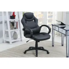 Office Chair Adjustable Height Comfortable Seat Padded Armrest for Home Office or Gaming -3irtyhousy