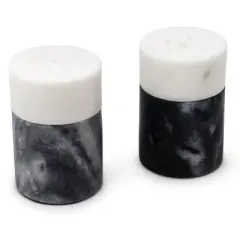 Classic Touch White and Black Marble Salt & Pepper Set