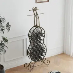 SEVOBAL Racks Unique Cello Shaped Freestanding Rack Space-Efficient Vertical Storage Design for Rooms, Antique brown, 29.33"*6.34"*67.4"