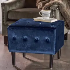 Esther Tufted Ottoman Navy Blue - Christopher Knight Home
