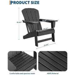Modern Oversized HDPE Adirondack Chair Poly Lumber Firepit Chair Wood Grain Texture Ergonomic 380LB