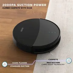 iHome iHRV1-BLK AutoVac Eclipse Robot and Self Charging Vacuum Cleaner and Mop, Features Floor Detection and HomeMap Navigation, Works with App, Black