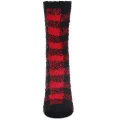 Memoi Women's Classic Buffalo Plaid Cozy Crew Socks Red 9-11