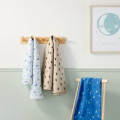 Muslin Swaddle Blanket Dinos Cool 3pk - Cloud Island&trade; Green/Blue