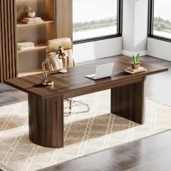 Tribesigns 78.74" Extra Long Executive Desk, Large Computer Office Desk with Wooden Double Pedestal
