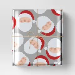 30&rdquo; 25 sq ft Christmas Roll Wrap Light Skin Tone Santa on Silver - Wondershop&trade;