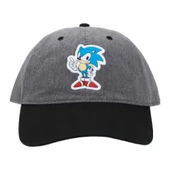 Sonic the Hedgehog Heather Gray Baseball Hat with Black Bill and Woven Label