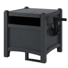 Suncast Hideaway 100' Capacity Resin Garden Hose Reel for 5/8" Hoses with Stay-Up Lid & Crank Handle for Hassle-free Outdoor Storage, Cyberspace