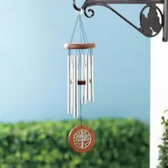 Woodstock Windchimes Habitats Teak Tree of Life, Wind Chimes For Outside, Wind Chimes For Garden, Patio, and Outdoor Decor, 17"L