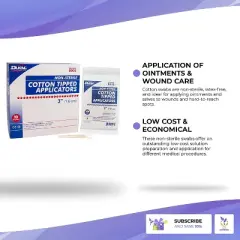 Dukal 9003 Cotton Tipped Applicators 3 in. Non-Sterile (Pack of 100) (Box of 10)