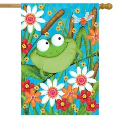 Froggy Fun Summer House Flag Floral 28" x 40" Briarwood Lane