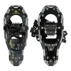 Outbound Lightweight 19 Inch Long Aluminum Framed Snowshoe Kit with Adjustable Poles and Anti Shock Mechanisms, and Carrying Tote Bag, Black