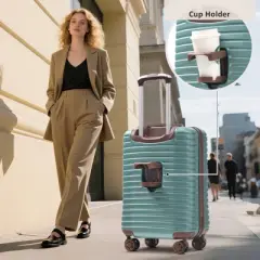 FONTOI Hardshell Luggage Set with 360 Spinner Wheels, Travel Suitcases with 8 Packing Cube for Women/Men Carry-On & Check-In, Blue, 11.2"*29.1"*18.3"