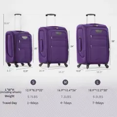 Gulches Softside Expandable Luggage Set 20"/24"/28" with Spinner Wheels and TSA Lock