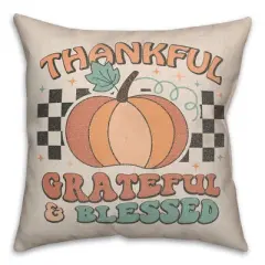 Creative Products Thankful Grateful Blessed Check 18 x 18 Indoor / Outdoor Pillow