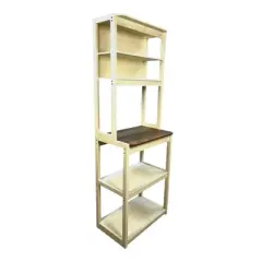 Chery Life 23.62" White and Brown 5-Tier Bakers Rack with Storage fits Coffee Bar, Kitchen Shelves, Microwave Stand
