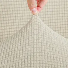 Home mart Goods Beige 3-Piece Set 4-Way Stretch Ruffled Skirt Slipcover Sofa Loveseat & Armchair Cover Protector