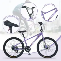BestParts Freestyle Kids Bike Double Disc Brakes 26 Inch Children&rsquo;s Bicycle for Boys & Girls Age 12+ Years (Purple)