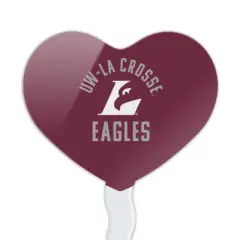 NCAA University of Wisconsin - La Crosse University Eagles Heart Love Cupcake Picks Toppers Decoration Set of 6
