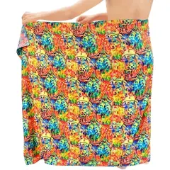 LA LEELA Men's Summer Long Surfing Samoan Cover Up Swimwear Beach Wrap Vacation Pareo Beachwear Hawaiian Sarong For Men One Size Multicolored Floral