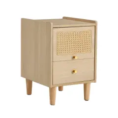 Organnice Natural Style 2-Drawer Nightstand Bed Side Table
