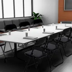Folding Chairs 4 Pack with Cushion - Portable Metal Chairs with Non-Slip Feet Pads, Stackable Chairs for Outdoor & Indoor Event