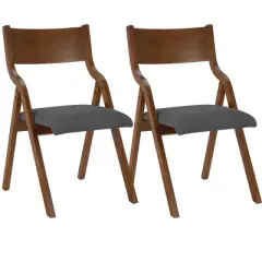 CAVINAS 18" Folding Dining Chair,Upholstery Chair for Dining Table,Foldable Armless Chairs,Set of 2
