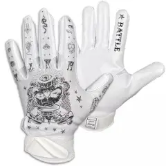 Battle Sports Speed Freak Cloaked Adult Football Receiver Gloves - White