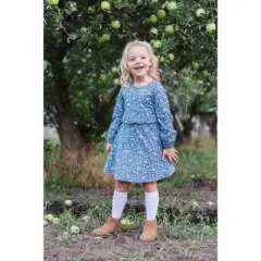 Hope & Henry Girls' Long Sleeve Ruffle Waist Dress, Kids