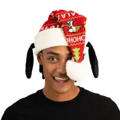 Peanuts Snoopy and Woodstock Pattern Adult Christmas Santa Hat