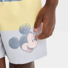 Toddler Boys' Disney Mickey Mouse Colorblock Swim Shorts - Gray