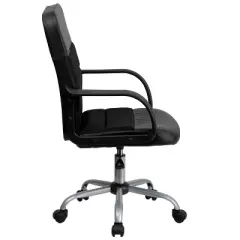 Swivel Task Chair Black Leather/Mesh - Flash Furniture