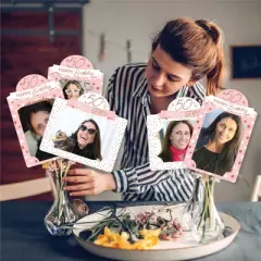 Big Dot of Happiness 50th Pink Rose Gold Birthday Party Picture Centerpiece Photo Table Toppers 15 Pc
