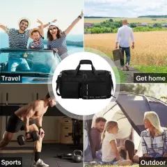 Large Gym Bag for Men Women with Shoe Compartment Wet Dry Separation Black Carry on Duffle Bag