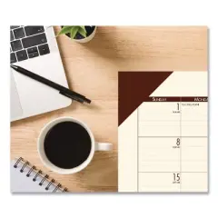 EcoTones Recycled Monthly Desk Pad Calendar, 22 x 17, Moonlight Cream Sheets, Brown Corners, 12-Month (Jan to Dec): 2026