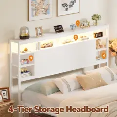 Aheaplus Headboards with Power Outlets and RGB LED Light