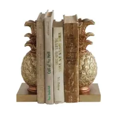 2pc Pineapple Bookend Set Bronze - Storied Home