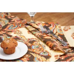 C&F Home Dorothy Autumn Brown Cotton Napkins Set of 6 - Quilted Paisley