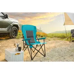 PAGED Camping Lounge Chairs with Cup Holder,Outdoor Portable Chairs with High Back,Folding Chairs for Lawn,Beach