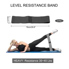 Unique Bargains Elastic Fabric Non-Slip Workout Loops Leg Booty Resistance Bands 3 Pcs